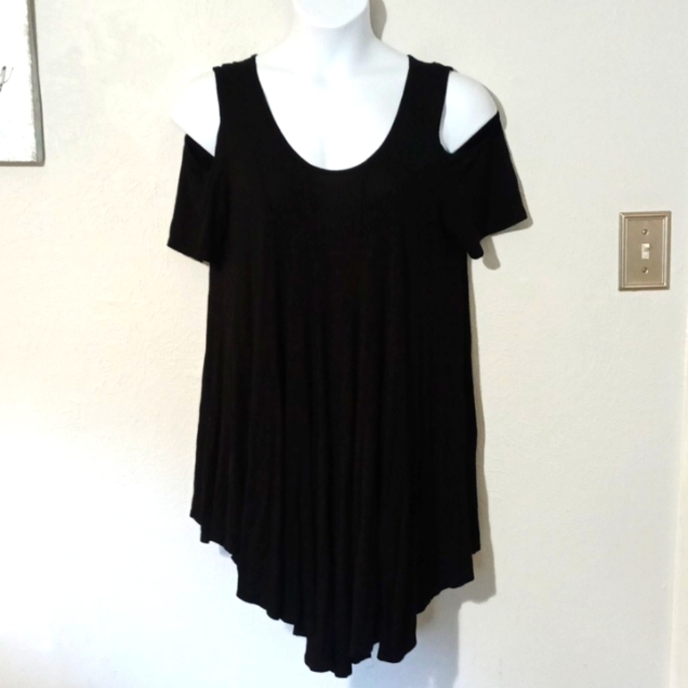 Pink Blush black open shoulder dress